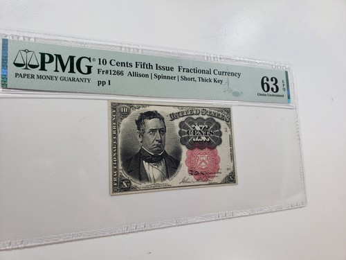 10 Cents Fifth Issue Fr#1266 PMG 63 EPQ Uncirculated Banknote - Picture 2 of 6