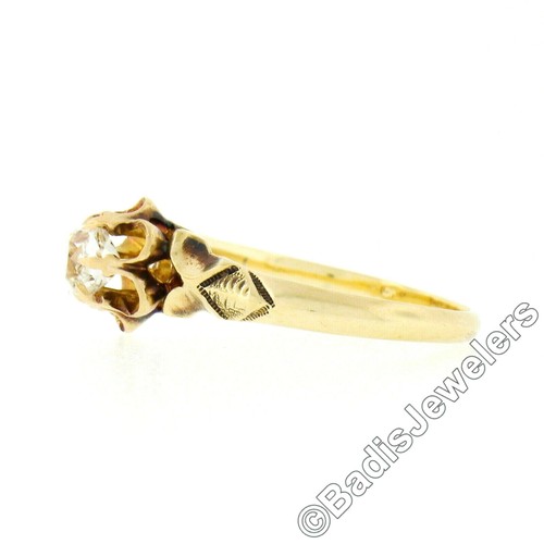 Antiker viktorianischer Verlobungsring 10 kt Gold GIA Old Mine Kissen Diamant Versprechen - Bild 7 von 11
