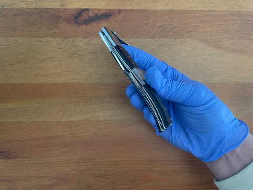 4.5" Arabian Style Navaja Folding Pocket Black Stamina Wood Scales From Spain - Picture 10 of 12