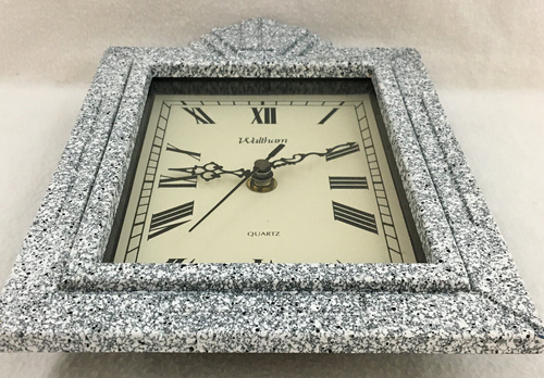 Waltham Quartz Wall Clock Art Deco Granite Look Resin Black and White Analogue - Picture 5 of 10