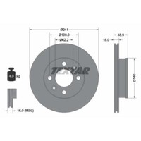 Textar 2X Bremsscheibe Vorne Ø241 Mm FüR Hyundai I10 BA IA 1.0 1.2 1.1 I10
