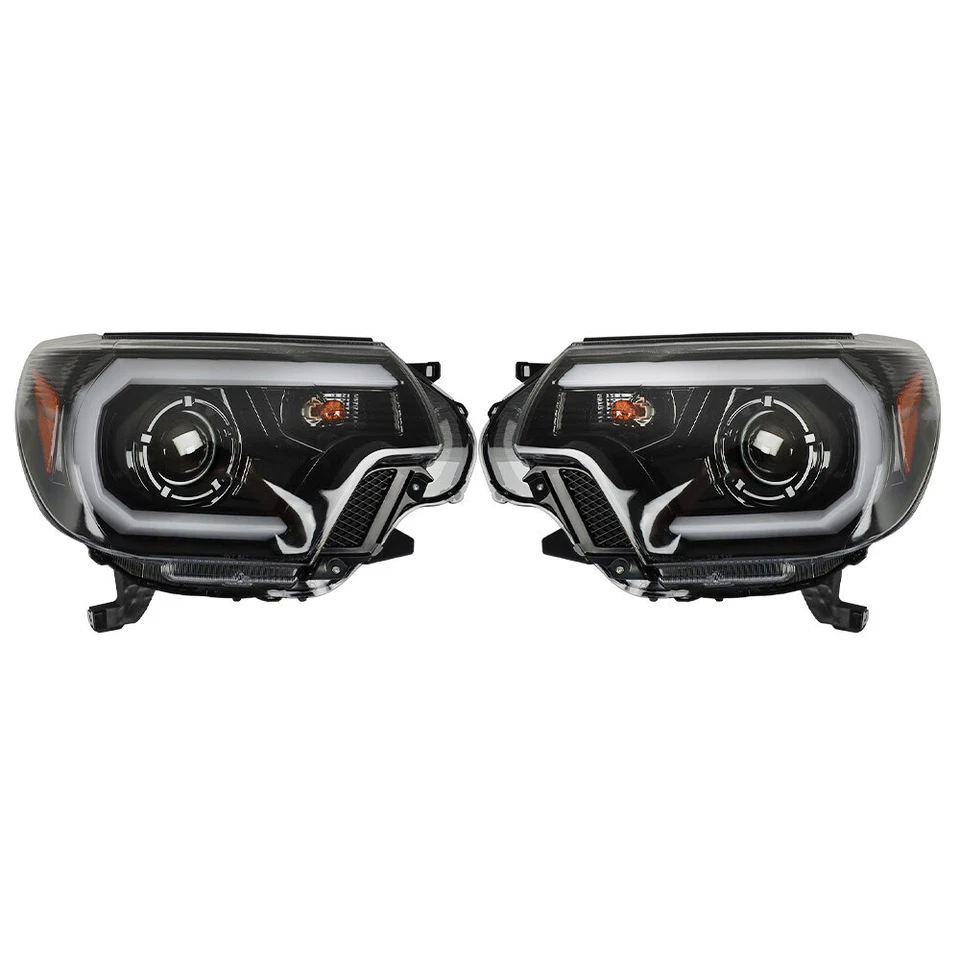 For 2012-2015 Toyota Tacoma Bar Headlights Halogen w/ LED DRL Clear Lens LH+RH - Image 2 of 4