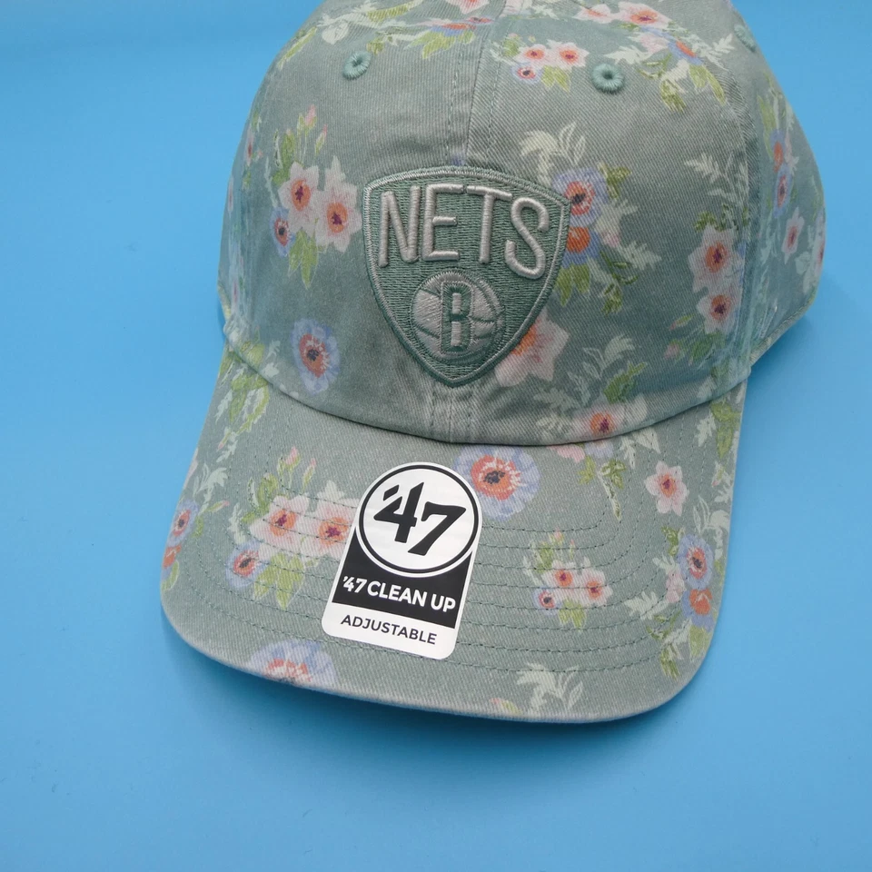 Brooklyn Nets Hat Mens Strap '47 Brand Green Floral Cap Basketball NBA Team New - Image 2 of 4