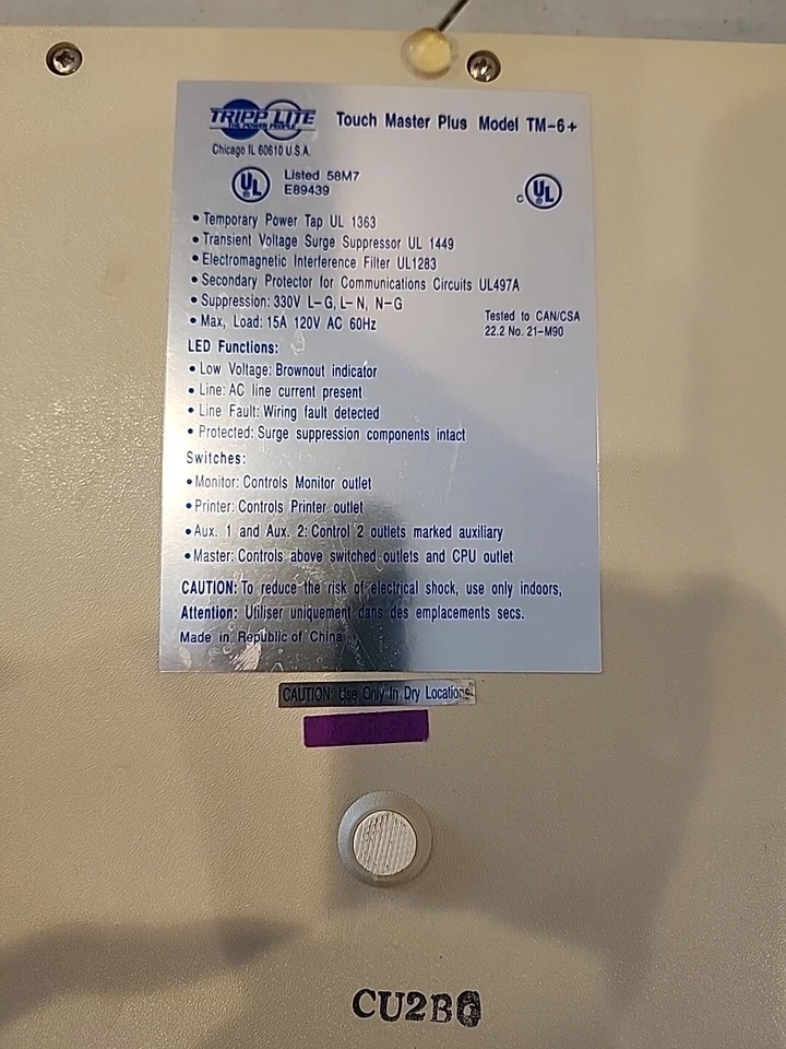 Tripp Lite Isobar Touch Master Plus MT-6+ 6 Outlet 10 ft Power Cord. Works - Image 2 of 4