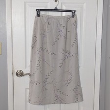 Vintage Cricket Lane Collection Floral Midi Elastic Waist Polysilk Skirt Size 8