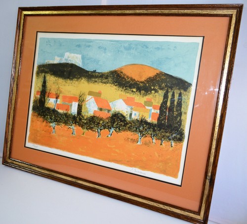 PIERRE BISIAUX 1924 LITHOGRAPH SIGNED NUMBERED SUNSET OVER PROVENCE LISTED ART - 第 2/12 張圖片