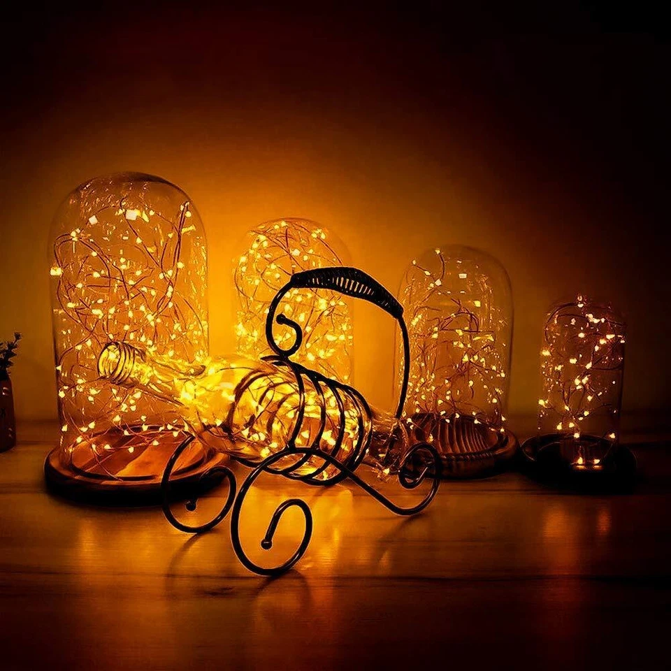 100/200 LED Solar Fairy String Light Copper Wire Outdoor Waterproof Garden Decor - Image 4 of 4