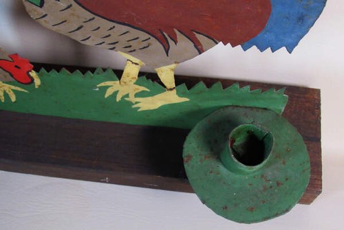Antique Folk Art Rooster Chicken Tin Candle Holder Handmade OOAK - Picture 7 of 9