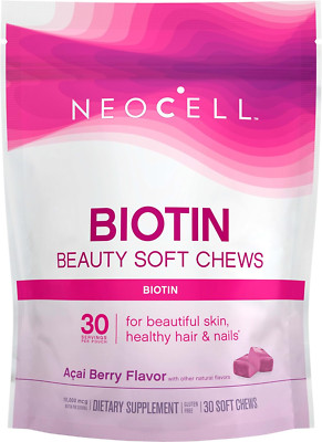 NeoCell Biotin Beauty Soft Chews, for Healthy Skin, Hair, Nails, Acai Berry 30ct