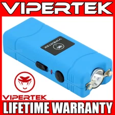 VIPERTEK Stun Gun Micro Mini BLUE VTS-881 Rechargeable LED Flashlight
