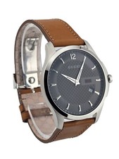 Gucci G-Timeless YA126302 Dark Gray Dial Leather Band Men's Watch