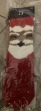 NWT GAP KIDS FUZZY COZY SOCKS RED ETHNIC SANTA PRINT SZ 2-3 YEARS XS