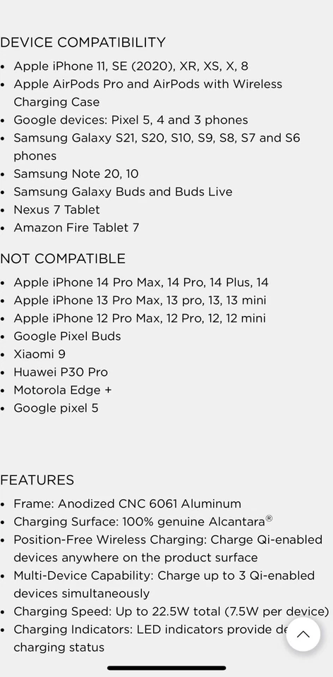 Almofada de carregamento de couro vermelho compatível com produtos Apple, Google, Samsung. - Imagem 2 de 4