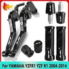 US Handle Grips Cap Brake Clutch Levers Set For YAMAHA YZFR1 YZF R1 2004-2014