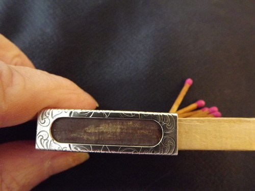 VTG sterling silver MATCH BOX COVER w/ striker and La Petite stick matches - Picture 5 of 7