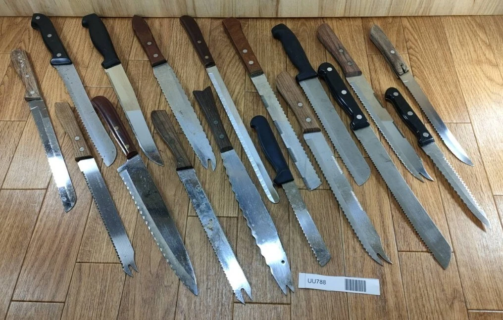 Damaged Lot of Japanese Chef's Kitchen Knives Bread set from Japan UU788