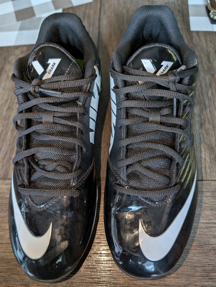 Nike Men Sz 10 Vapor Shark 643162-010 Football Black White 