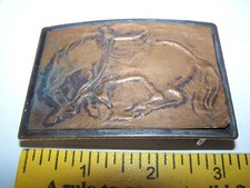 Vintage Wild Bronco Horse Western Copper Belt Buckle see description