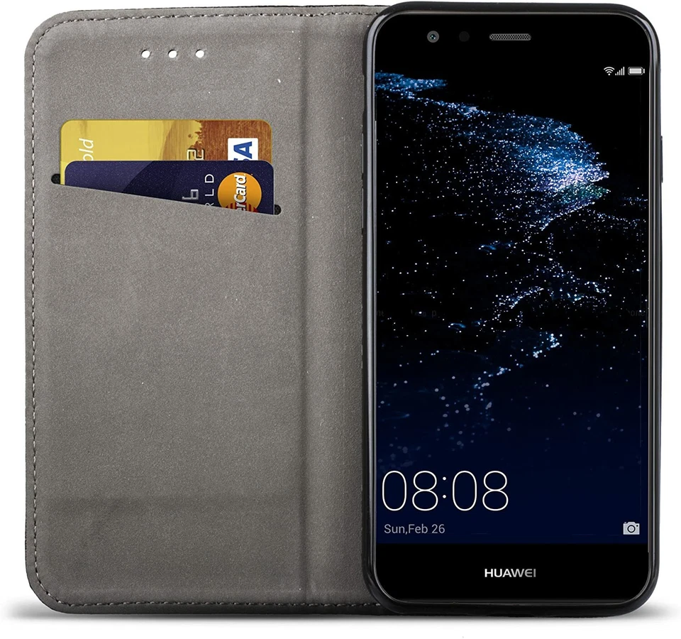 CUSTODIA LIBRO PER HUAWEI P10 LITE - COVER SMART MAGNET CASE NERO - Immagine 4 di 4