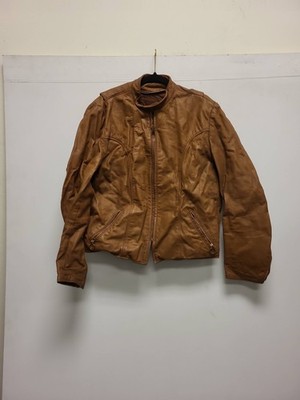 Vintage Brooks Leather Sportswear Detroit Biker Cafe Racer Jacket Tan Brown Mens