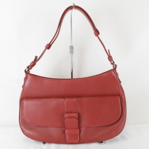 LOEWE Anagram Hand Shoulder Bag Red Leather Vintage Used From Japan