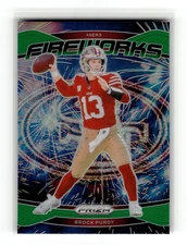Brock Purdy 2024 Panini Prizm #2 San Francisco 49ers Fireworks Green Prizm