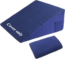 Wedge Pillow Cover Quilted Triangle Incline Bed 1 Count (Pack of 1), Blue 