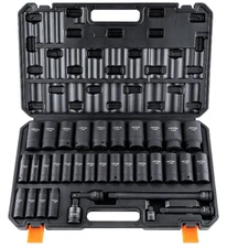 VEVOR Impact Sockets Set 34pcs 6-Point 1/2in Drive Bit Ratchet Tool Kit Case