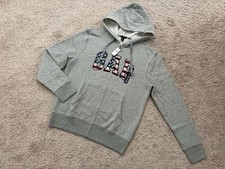 NWT GAP Men  s Full Zip Logo Hoodie Light Grey Size M