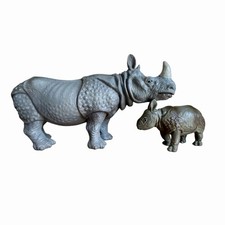 SCHLEICH Rhinoceros 14183 2000  Rhino Calf 14130 1996 RETIRED Vintage SET OF 2