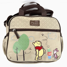 Disney Baby Pooh  Friends Diaper Bag Tote Brown Embroidered Winnie the Pooh