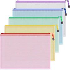 5PCS Mesh Zipper Pouches, Zipper File Bags Poly Zip Envelopes Waterproof