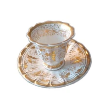 Old Paris Style Footed Cup And Saucer Light Blue "Y" Mark 