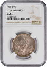 1925 Stone Mountain Commemorative Silver Half Dollar MS65 NGC