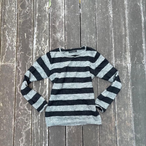 If Six Was Nine Style Black Gray Striped Knit Sweater Y2K Grunge Onii-kei Size M