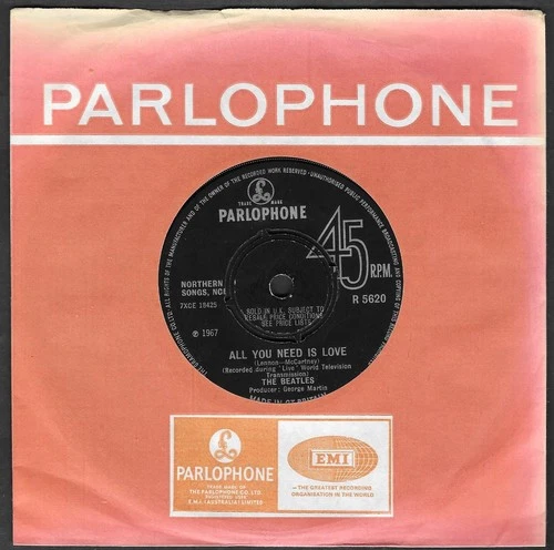 1967 The BEATLES 45 All You Need Is Love/Baby You're A Rich ManPARLOPHONE R 5620