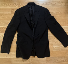 Calvin Klein X Slim Fit Suit Jacket Blazer Men  s Black Wool Stretch 38R 2 Button