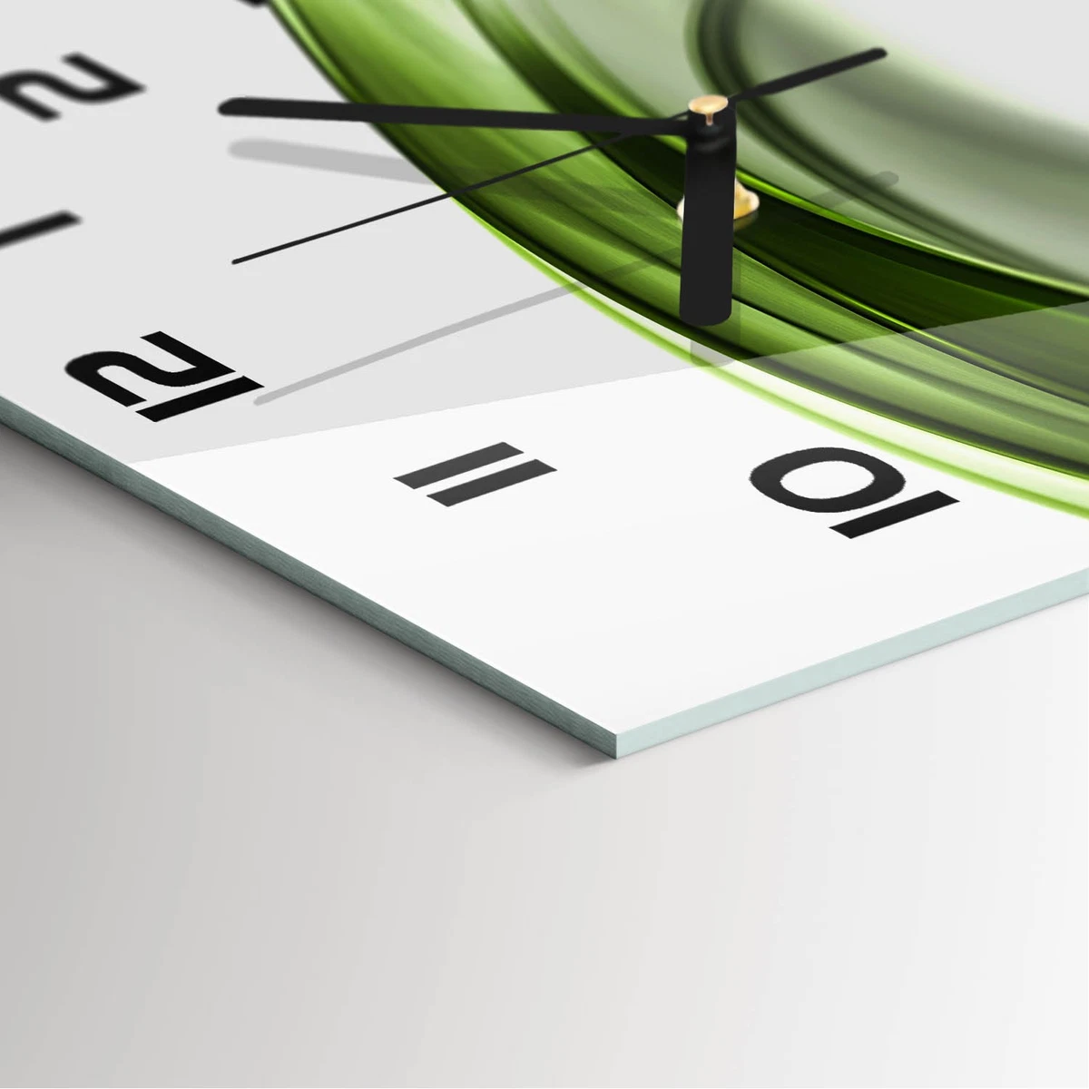 Reloj de Pared Rectangular Horizontal Vidrio Templado Premium Ola Verde 60x30 cm