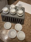 Vintage ~ Miniature Milk Glass Tea Cups and Saucers ~ Marked Japan ~ Tea Set
