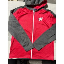 Campus Heritage Wisconsin Badgers W Logo Full Zip Hoodie Jacket Mens Medium