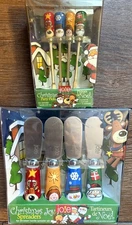 jo!e Christmas Joy Spreaders Stainless Steel  (4) & Party Picks (4) Sealed