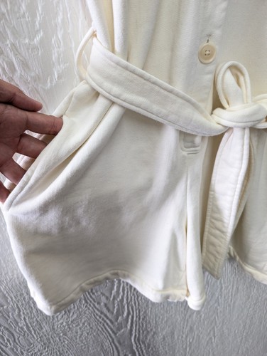 Alex Mill French Terry Tie Waist Button Front Romper Ecru Ivory Size Small - Picture 3 of 6