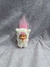 Troll Doll By Russ Pink Hair Brown Eyes Dressed In Fleece As An Easter Lamb