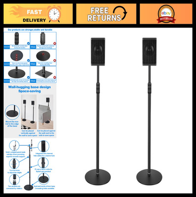 Heavy Duty Adjustable Speaker Stands Pair for Satellite & Bookshelf Speakers, 33