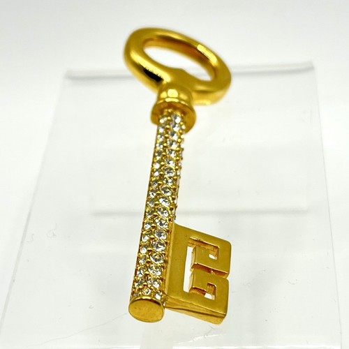 Vintage Givenchy Signed Figural Greek Key Brooch Gold Tone & Rhinestone Crystals - Picture 3 of 9
