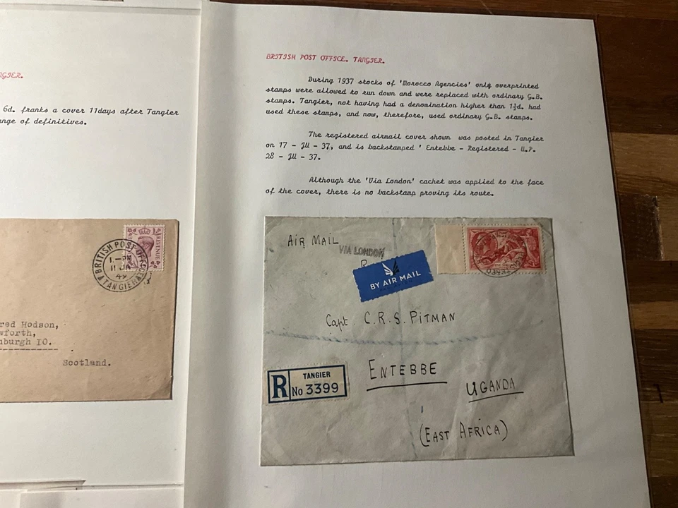 Cubierta de oficina de correos británica Tánger KGV caballito de mar + kgvi lote de 10 hojas 2 ad55 Foto 2 de 4