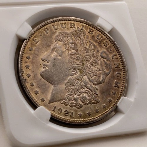 1921 Morgan Silver Dollar – BU Uncirculated – Attractive Golden Tone Nice Detail
