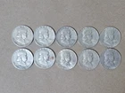 Lot of 10 Franklin Half Dollar Coins - 90% Silver - 1963 and Prior - Circulated