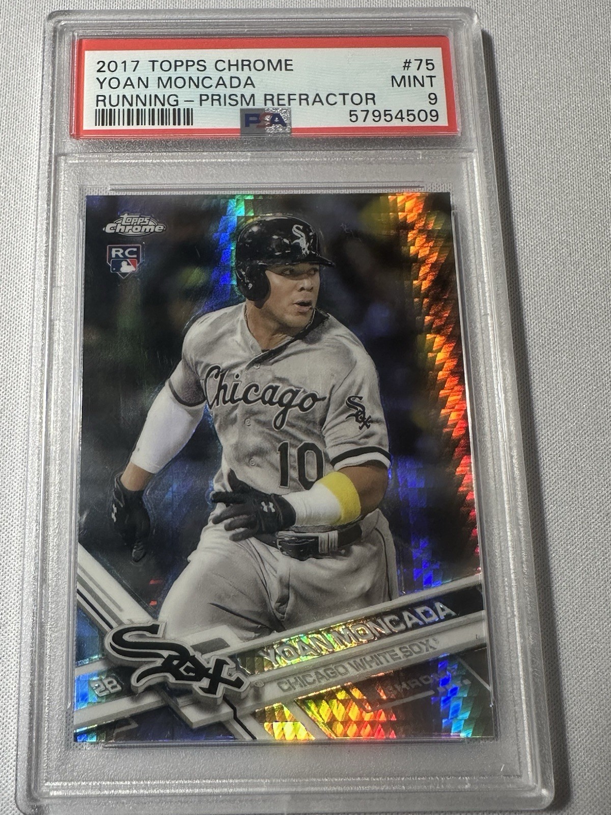 2017 Topps Chrome - Yoan Moncada #75 Prism Refractor (RC) PSA 9 Mint Rookie