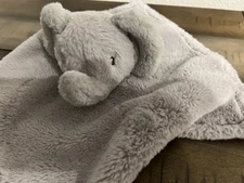 Plush Light Gray Elephant Security Blanket Lovey Satin Backing Parent’s choice